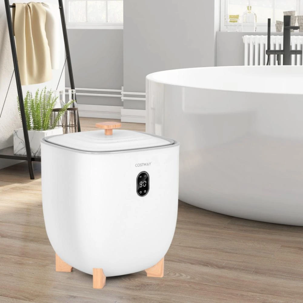 Costway 25L Towel Warmer Bucket with 2 Temperature Settings and Auto Shut Off-White 2