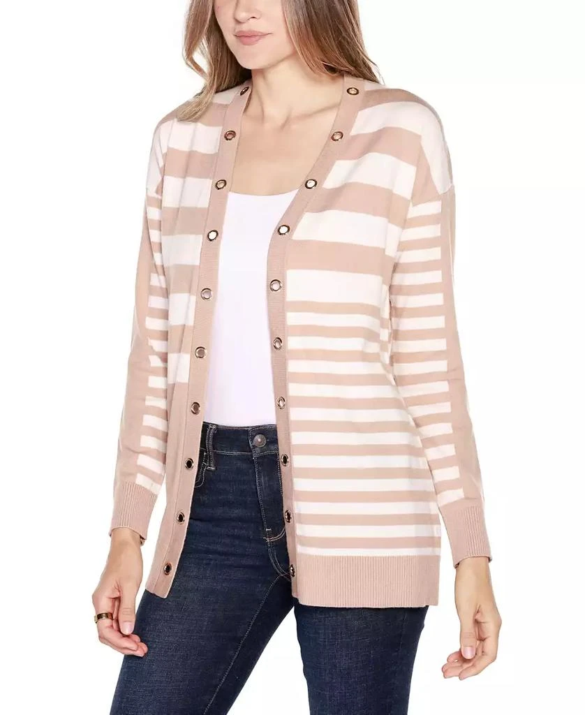 Belldini Women's Black Label Colorblocked Open-Front Cardigan Sweater 3