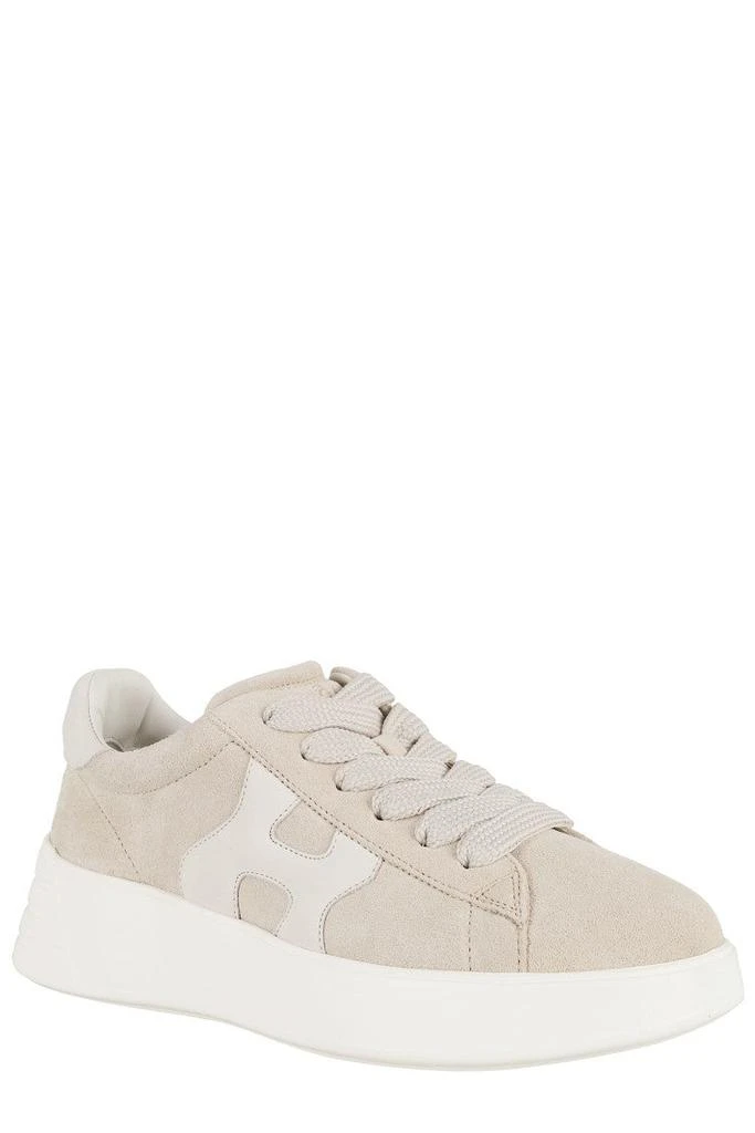 hogan Beige Suede Sneakers With Contrasting Leather Accents 2