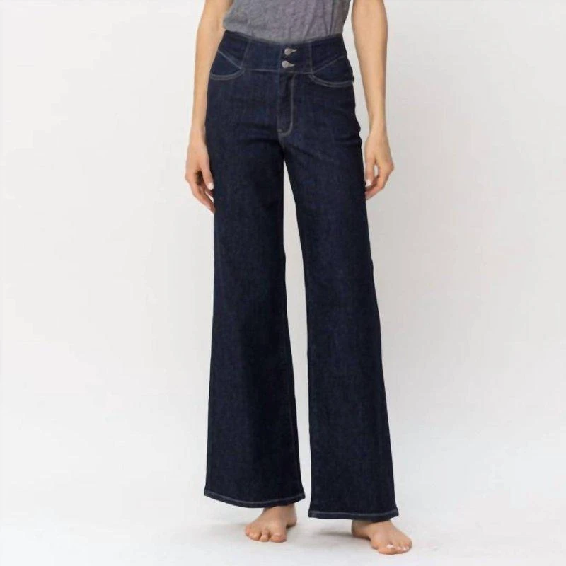 Judy Blue Wide Leg Geo Dark Wash 2