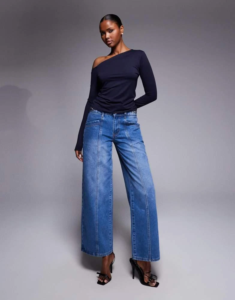 ASOS ASOS DESIGN off the shoulder fitted top in navy 4