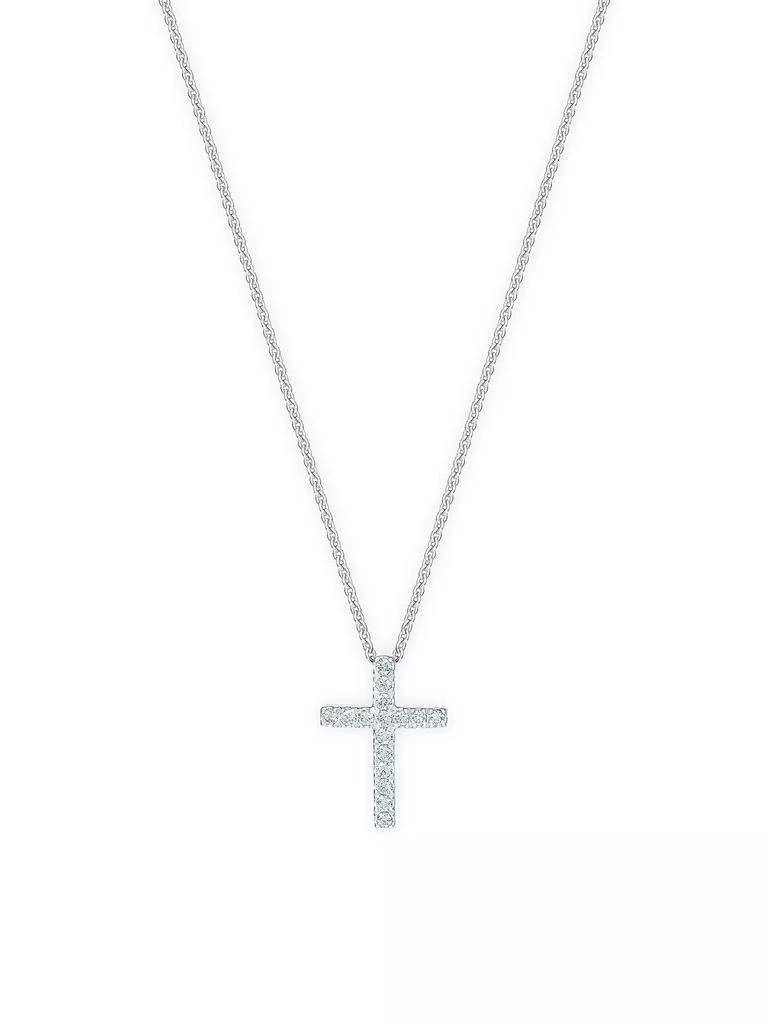 De Beers Classic Diamond & 18K White Gold Cross Pendant Necklace 1