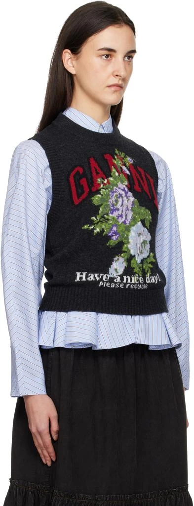 Ganni Grey Rose Wool Vest 2
