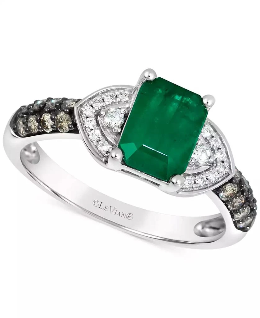 Le Vian Emerald (1 ct. t.w.), Vanilla Diamond (1/10 ct. t.w.) & Chocolate Diamond (1/4 ct. t.w.) Ring in 14k White Gold 1