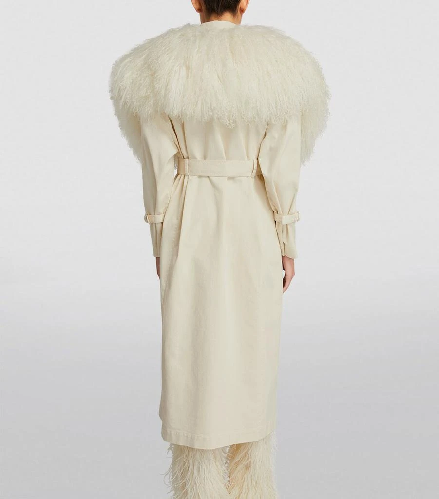LAPOINTE Shearling-Trim Trench Coat 4