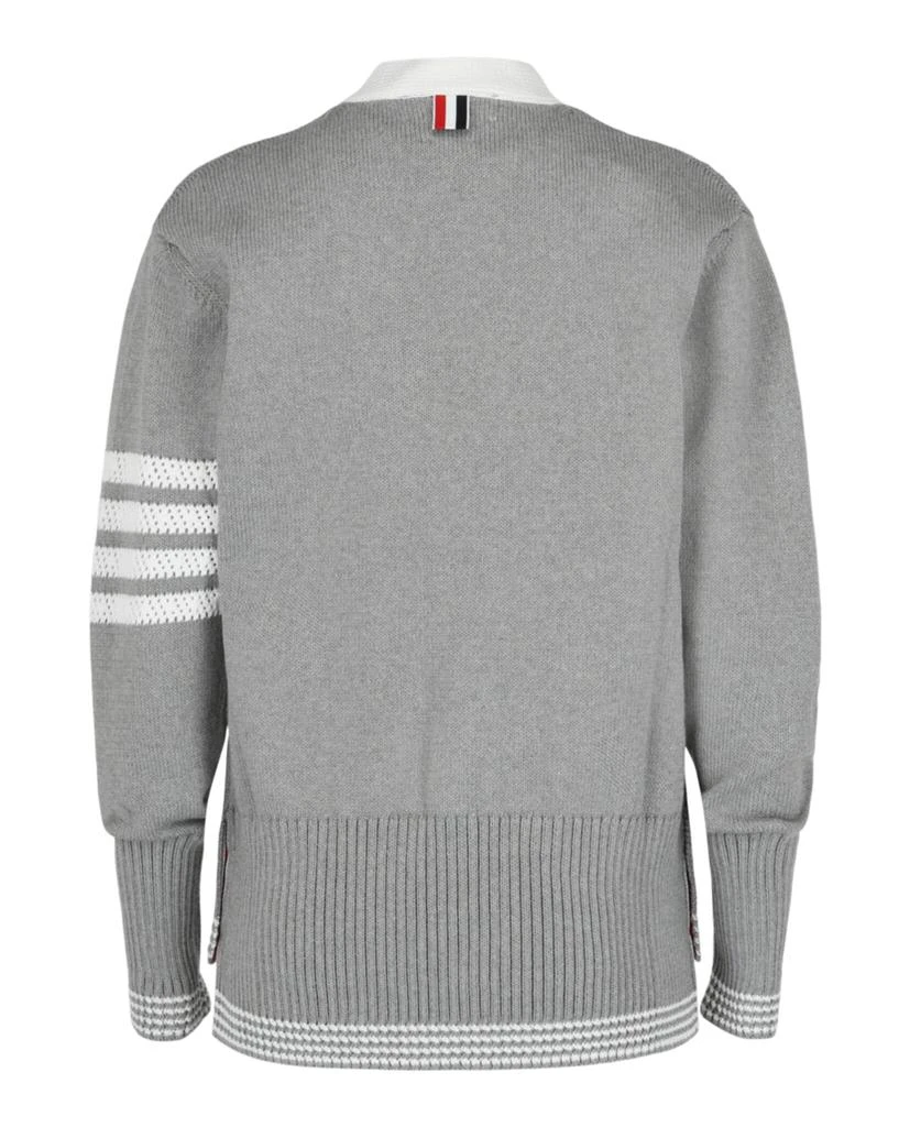 Thom Browne Jersey 4-Bar V-Neck Pointelle Cardigan 2