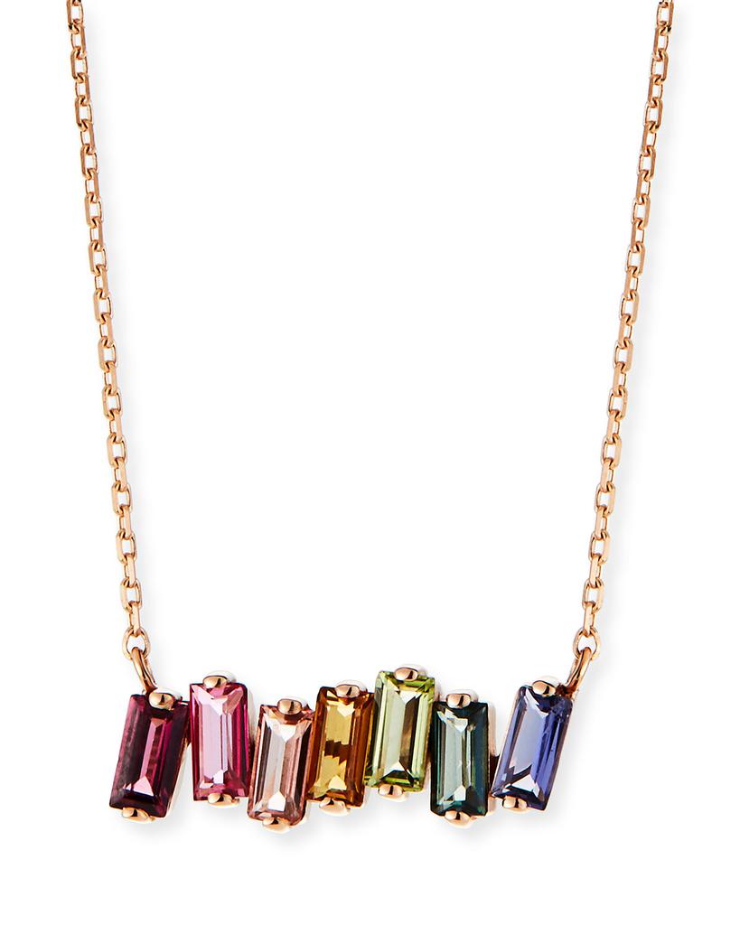 Suzanne Kalan 14K Rose Gold Rainbow Bar Necklace