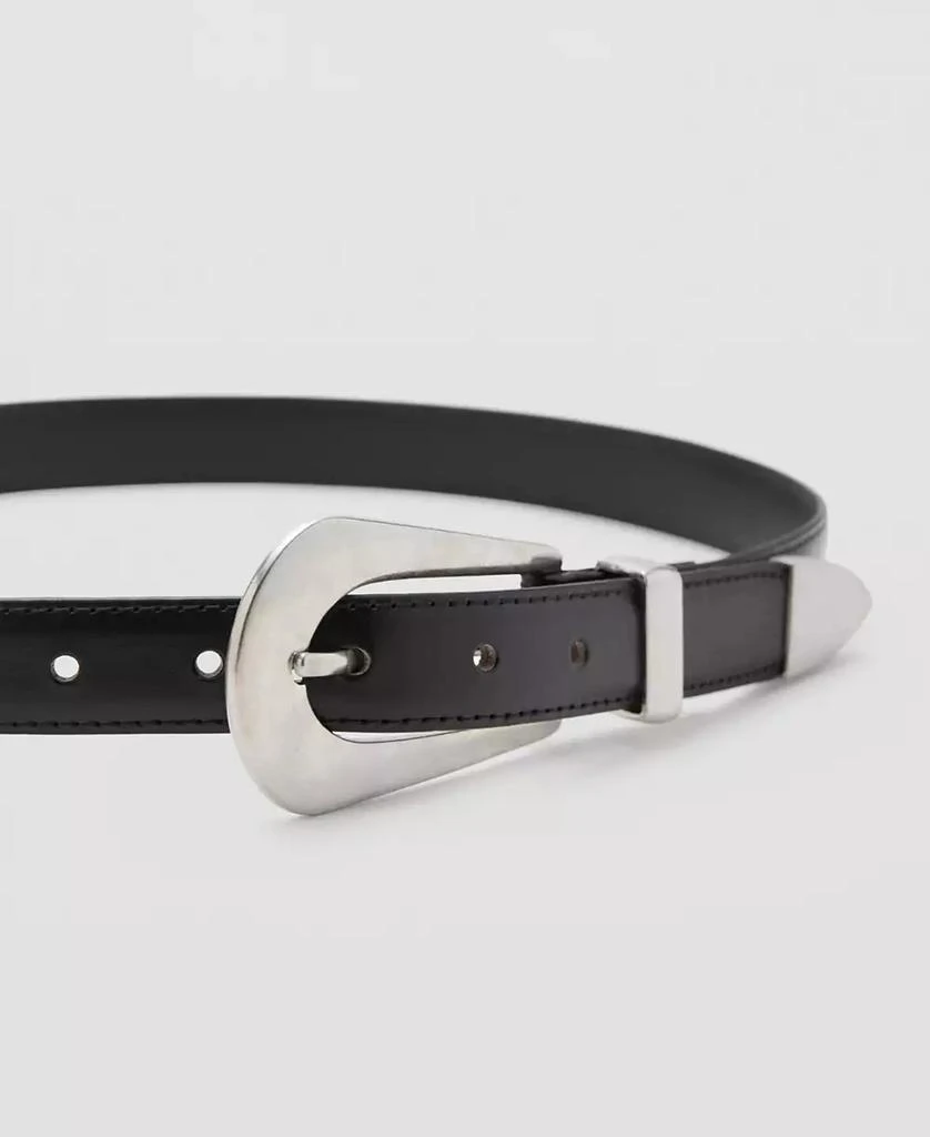 Mango Women's Oval Buckle Leather Belt 1