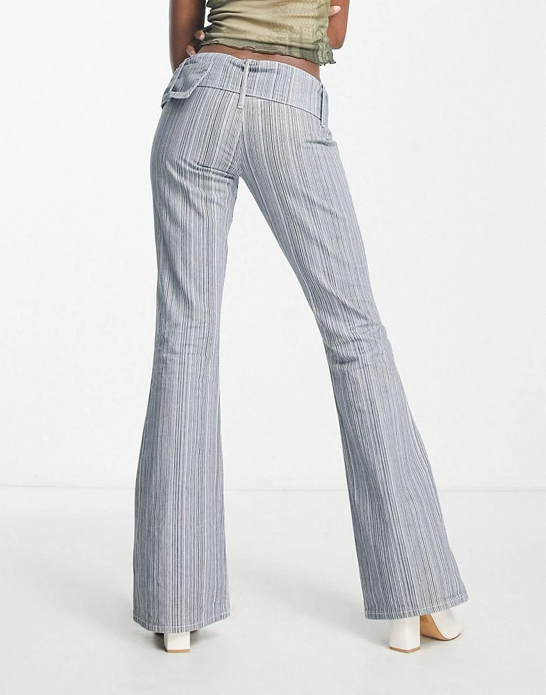 Jaded London Jaded London low rise belted Y2K hickory stripe jeans in blue 2