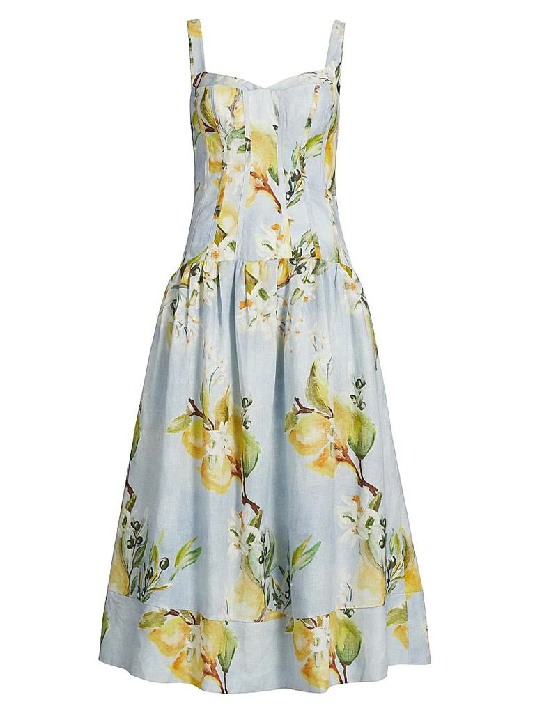 Nicholas the Label Makenna Floral Linen Drop-Waist Midi-Dress 1