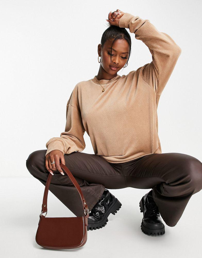 NA-KD NA-KD x Rianne Meijer co-ord velour sweater in beige