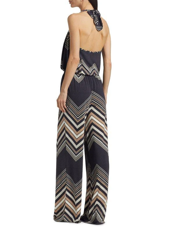 Ramy Brook Stephanie Chevron Halterneck Wide-Leg Jumpsuit 2