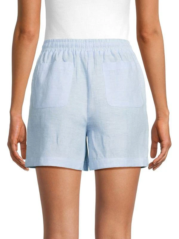 Saks Fifth Avenue 100% Linen Sequin-Side Drawstring Shorts 2