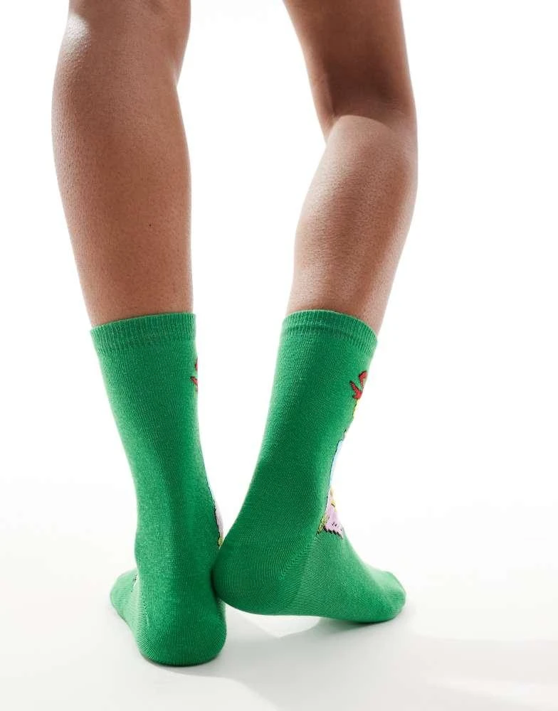 ASOS ASOS DESIGN Christmas Grinch ankle socks in green 4