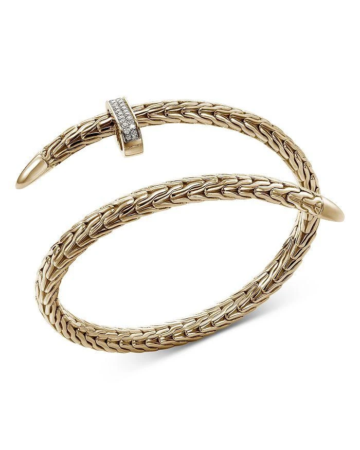 John Hardy 14K Yellow Gold Spear Diamond Woven Cuff Bracelet 3