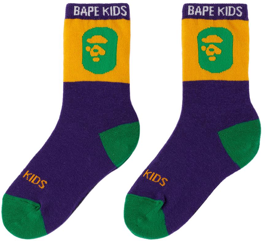 Bape Kids Purple Ape Head Socks