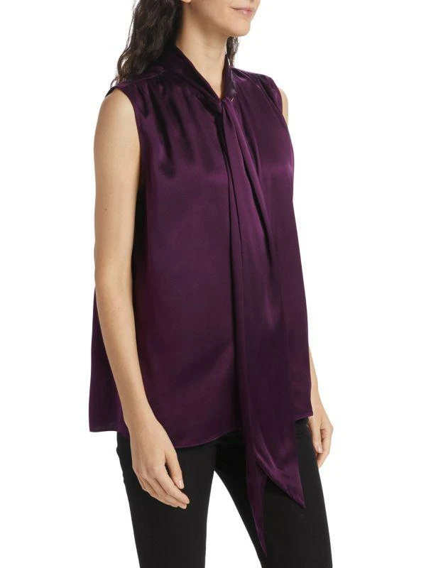 FRAME Femme Tieneck Silk Sleeveless Blouse 3