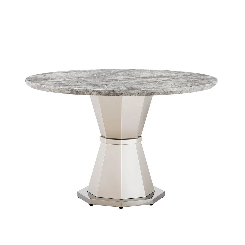 Streamdale Furniture Streamdale 47" Round Faux Marble Dining Table, Stainless Steel Base (Silver/Gray)