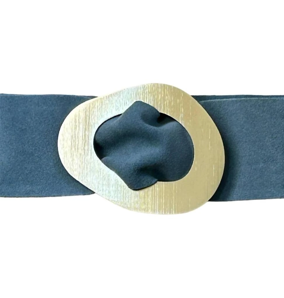 Made in Italy Women
s Firenze Suede Belt In Denim Blue