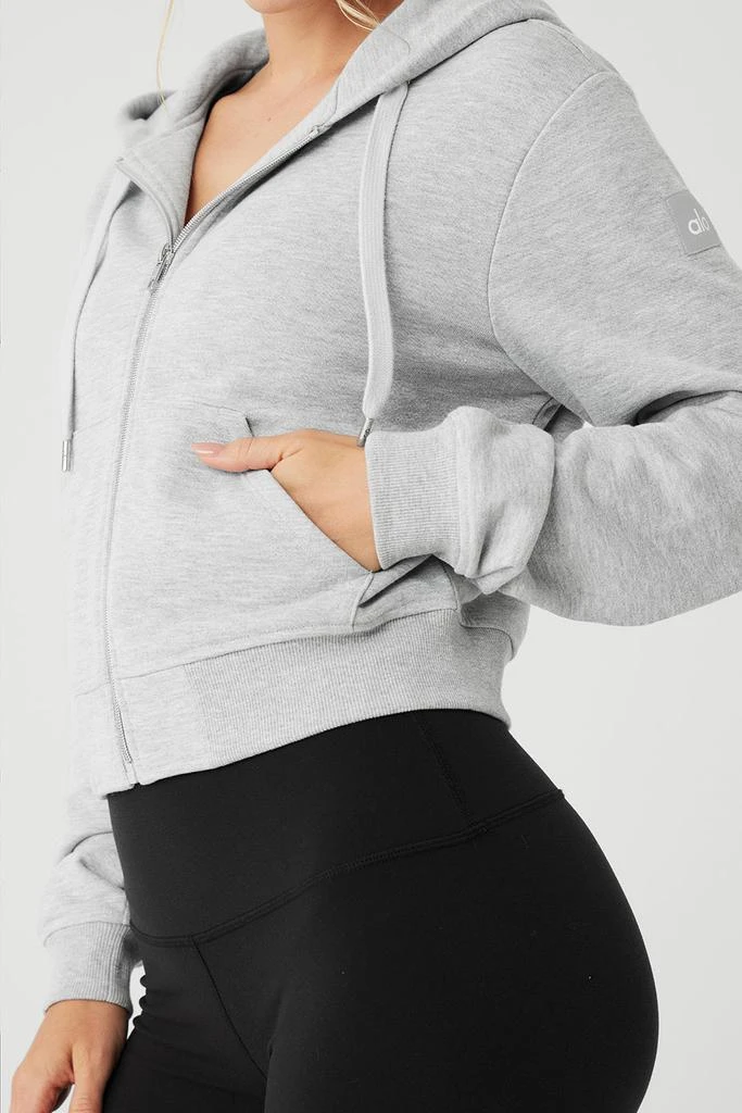 Alo Routine Cropped Zip Hoodie - Athletic Heather Grey 4