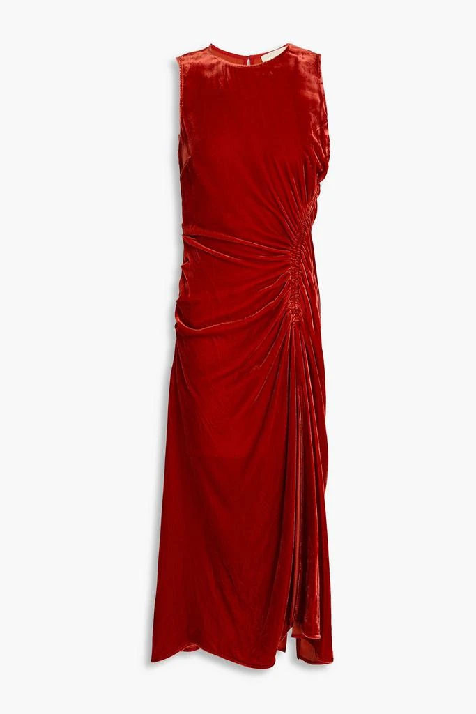 ULLA JOHNSON Cornelia ruched velvet midi dress 1