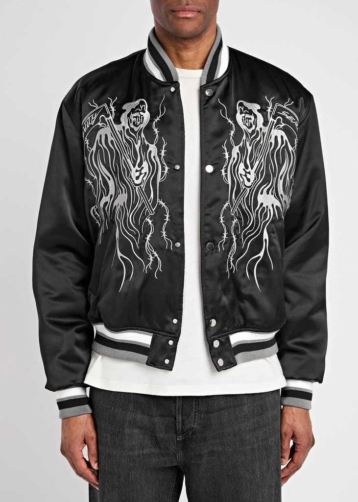 Warren Lotas Serenity Reaper embroidered satin bomber jacket 2