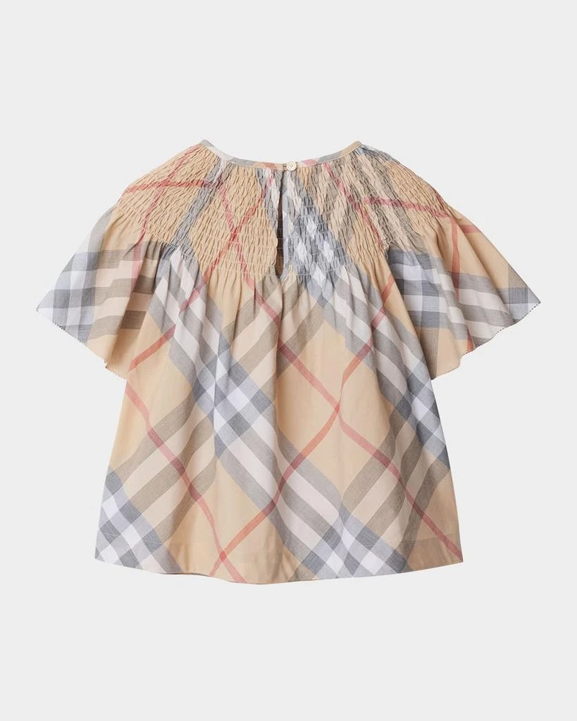 Burberry Girl's Cali Check Smocked Bishop Top, Size 2-14 2