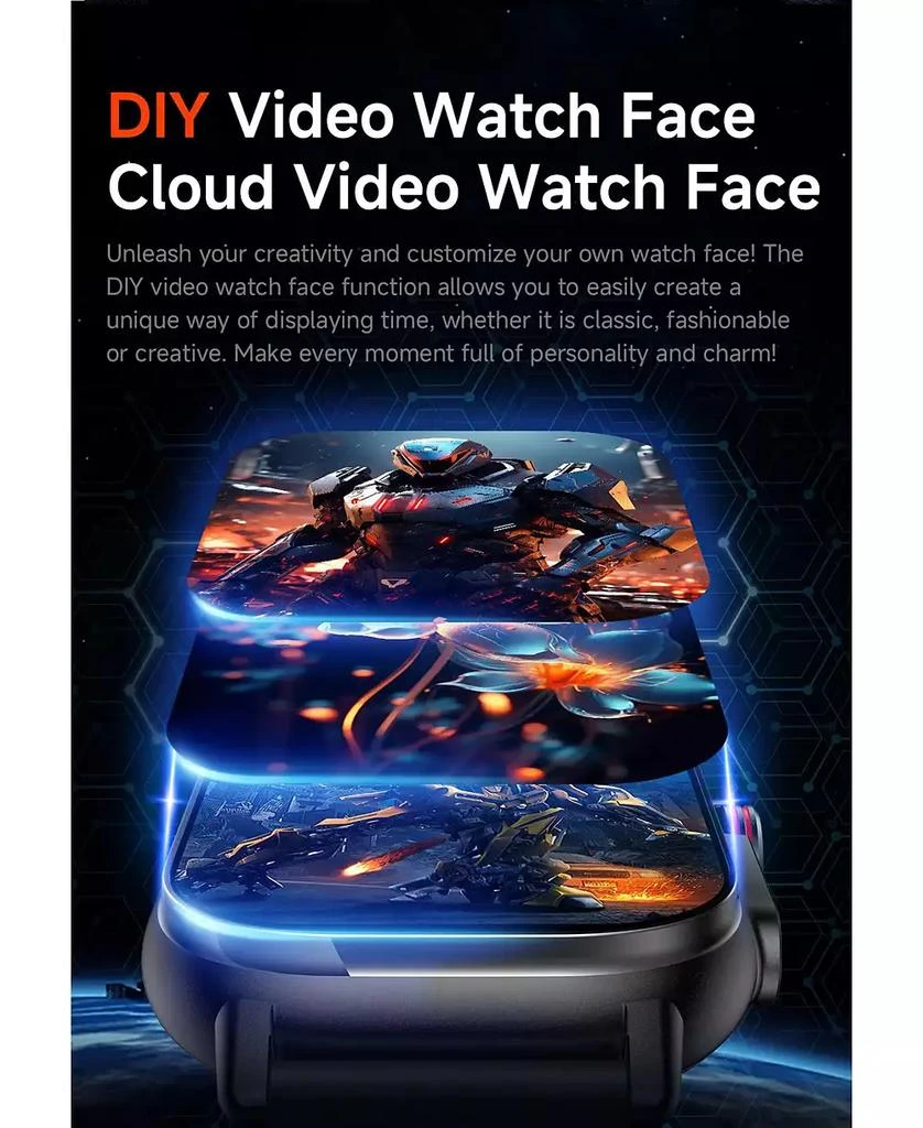 RUXING Smart 2.01" HD Screen Smart Watch for Women Men Outdoor Sport Multifunctional With GPS Health Monitoring, Bluetooth Calling, IP68 -Orange 3