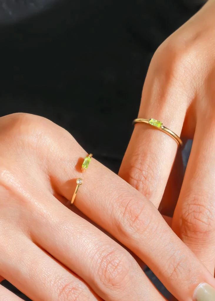 Tiramisu 14K Gold Plated Over 925 Sterling Silver Baguette Blush Peridot Ring 2