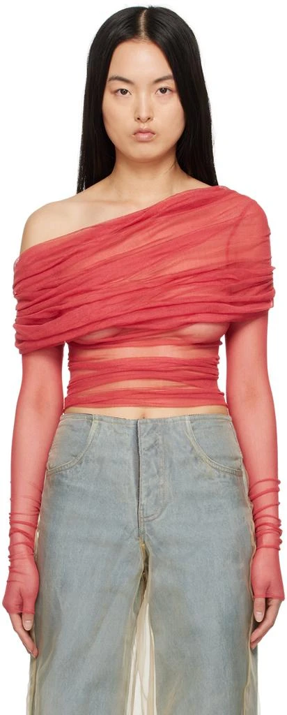 Christopher Esber Red Veiled Blouse 1