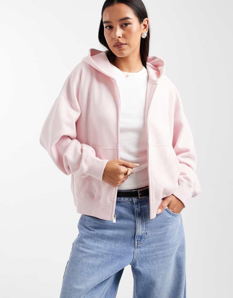 HOLLISTER Hollister oversized zip up hoodie in baby pink - Hoodies