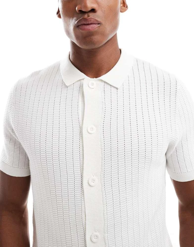 Brave Soul Brave Soul Knitted short sleeve shirt in off white 3