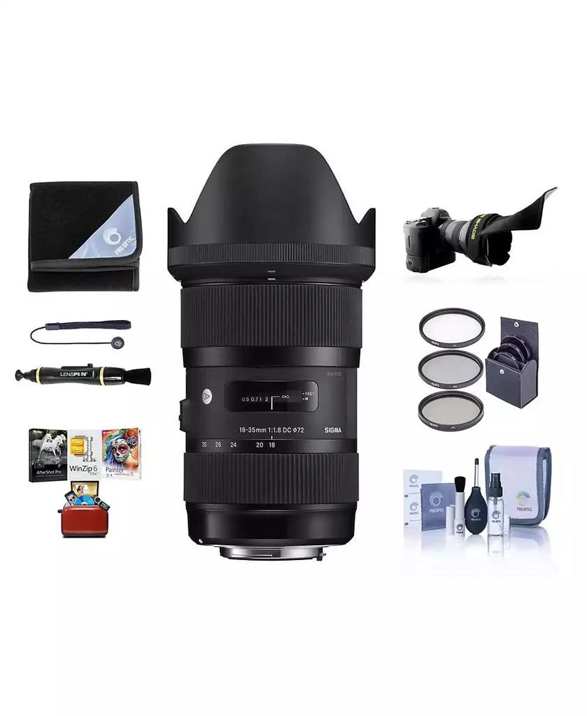 Sigma Beauty 18-35mm f/1.8 DC HSM ART Lens for Nikon F, Bundle with ProOptic 72mm Filter Kit, Flex Lens Shade, Cleaning Kit, Cap Tether, Lens Wrap, LensPen
