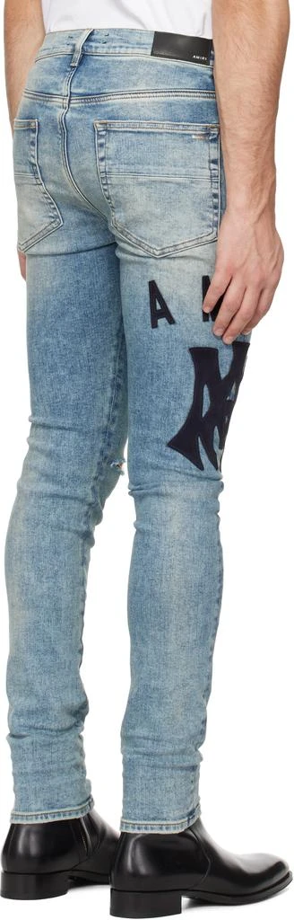 AMIRI Blue Suede Applique Logo Skinny Jeans 3