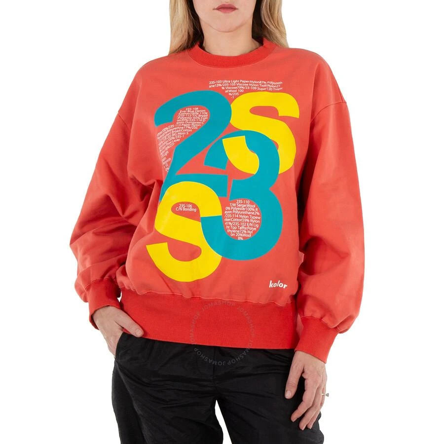 Kolor Kolor Ladies Dal Orange 23SS Logo Print Sweatshirt, Brand Size 2 (Medium) 1