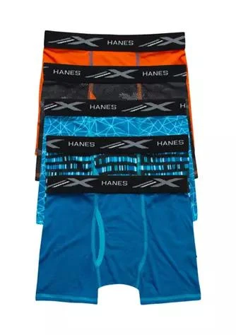 Hanes Boys Set of 5 Printed Boxer Briefs