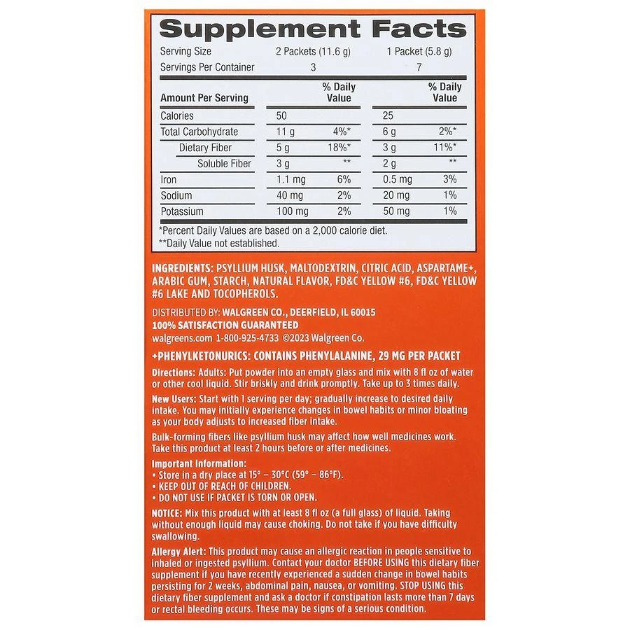 Walgreens Daily Fiber Smooth Texture Sugar Free 3