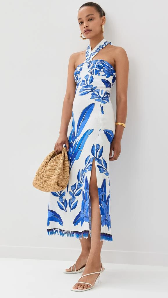 Farm Rio Blue Yard Off-White Sleeveless Maxi Dress 4