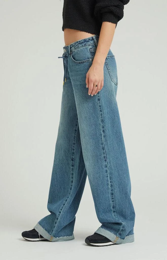 PacSun Casey Medium Indigo Drawstring Low Rise Baggy Jeans 3