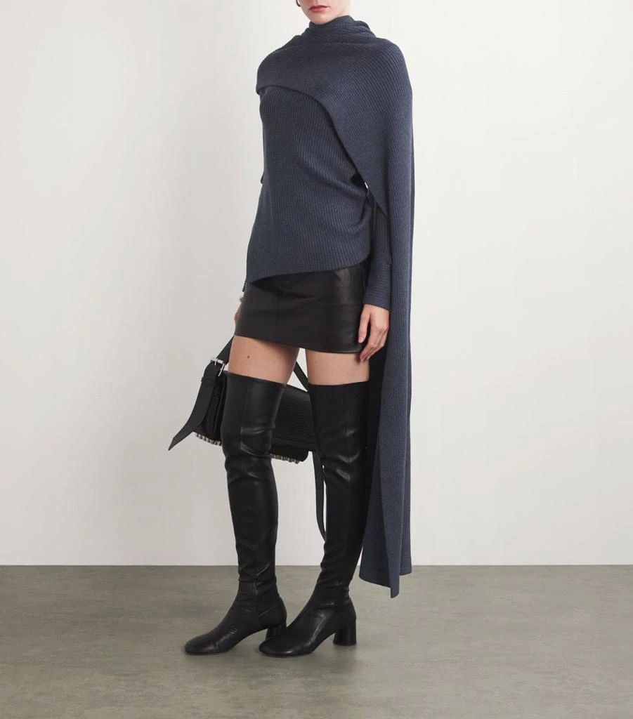 Helmut Lang Merino Wool Ribbed Draped Sweater 2