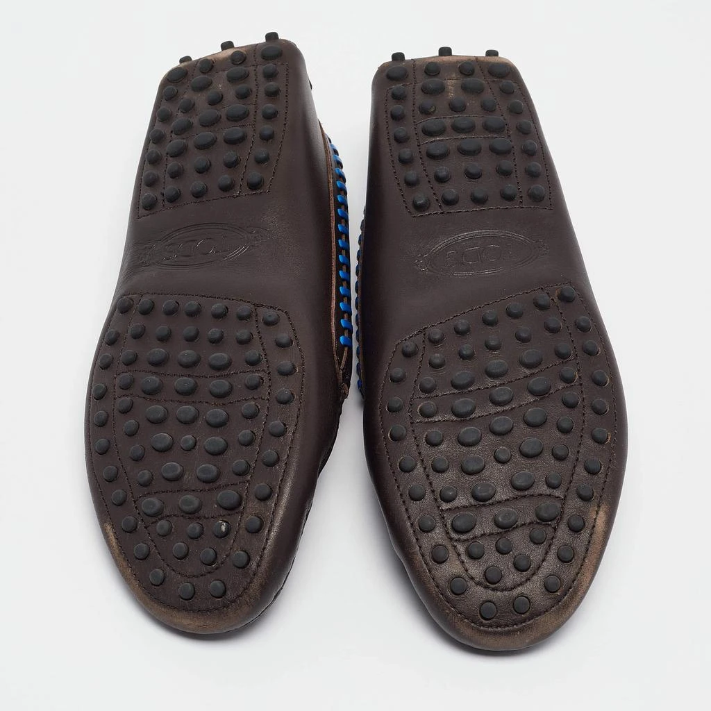 Tod's Tod's Dark Brown Leather Whip Stitch Trim Detail Penny Loafers Size 37 6