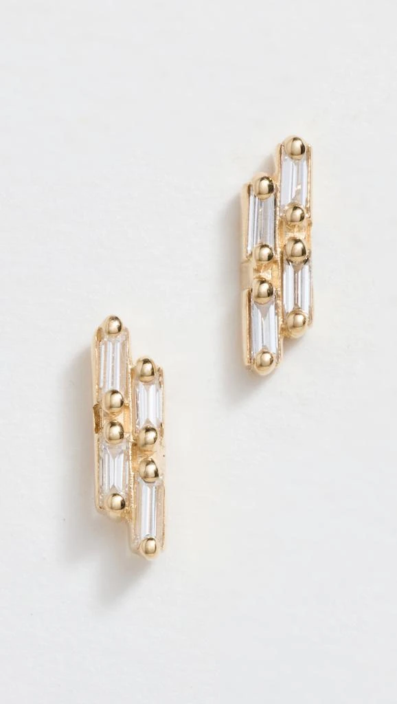 Suzanne Kalan 14k Double Baguette Diamond Stick Studs 4