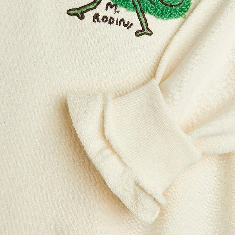 Mini Rodini Ivory sweatshirt with a velvet lizard 4