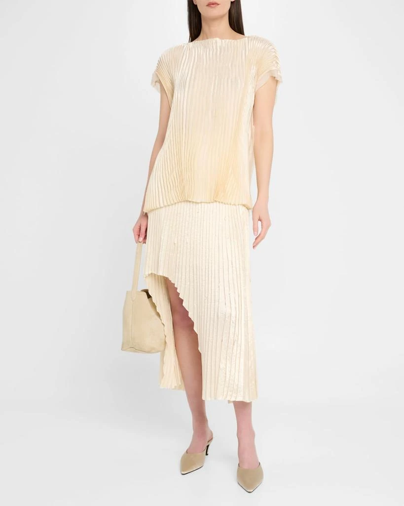 Jason Wu Pleated Crinkle Satin High-Low Skirt 2