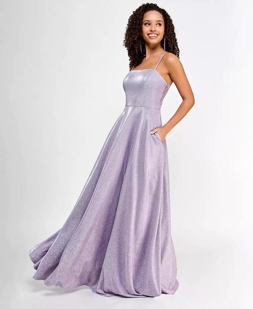City Studios Juniors' Sleeveless Glitter Ball Gown