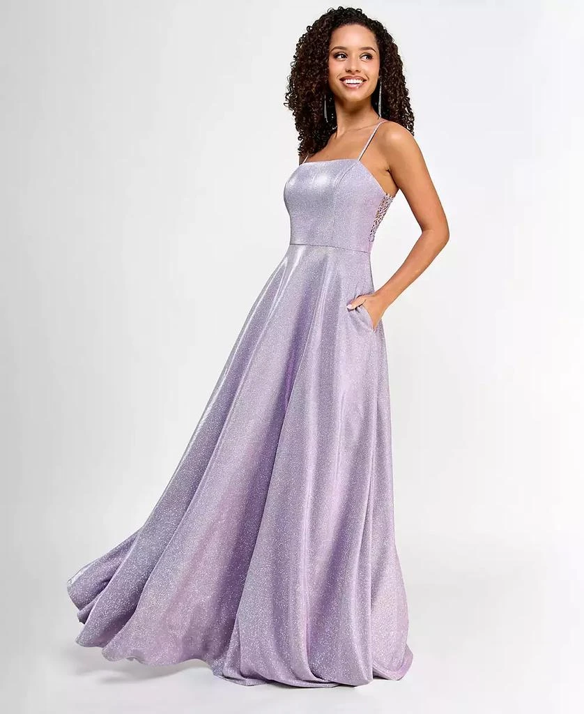 City Studios Juniors' Sleeveless Glitter Ball Gown 1
