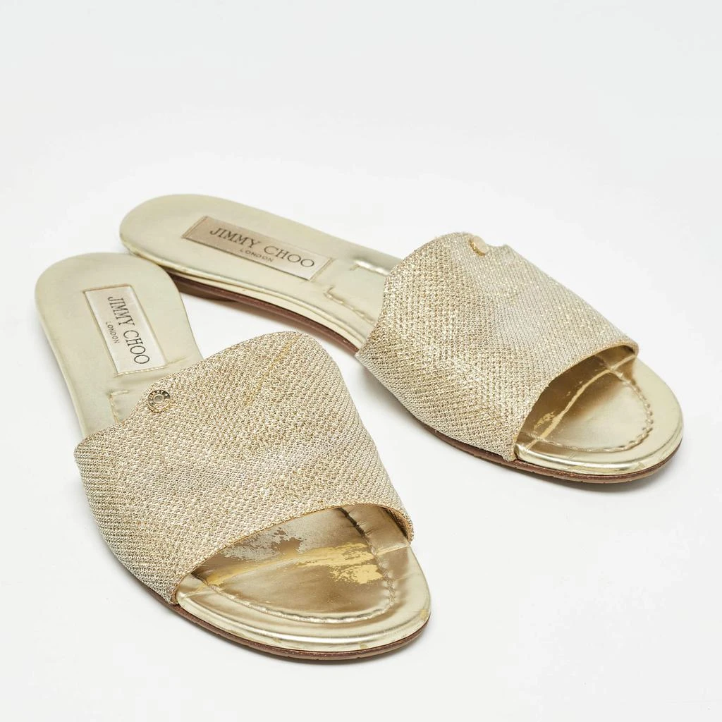 Jimmy Choo Jimmy Choo Gold Glitter Nanda Flat Slides Size 38.5 4