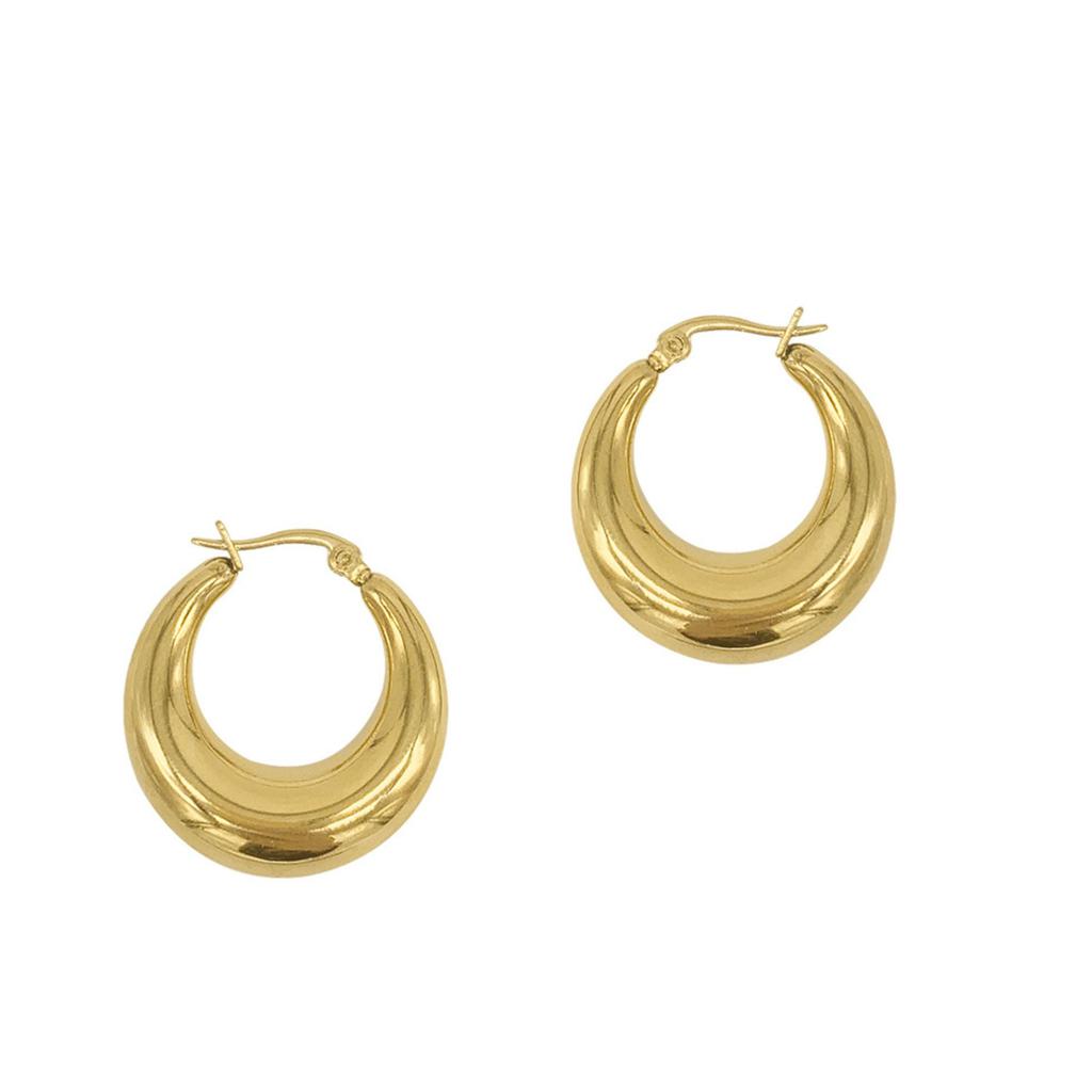 ADORNIA 14k Gold Plated Domed Hoop Earrings