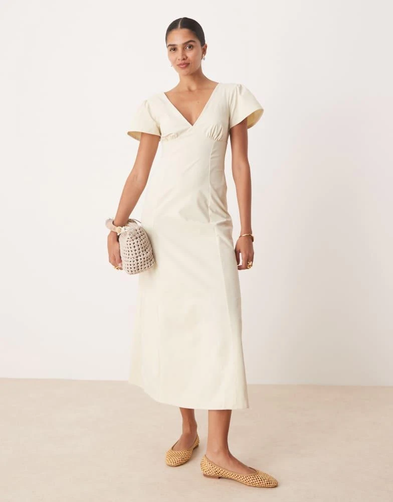 knee length dresses for ladies Women's Crochet Knit Midi Dress in Neutral Tones M main image 1