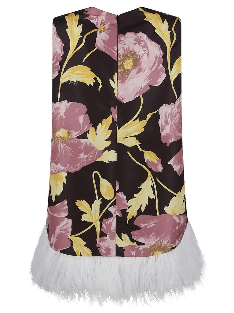 LA DOUBLE J Floral Print Top With Feather Trim 2